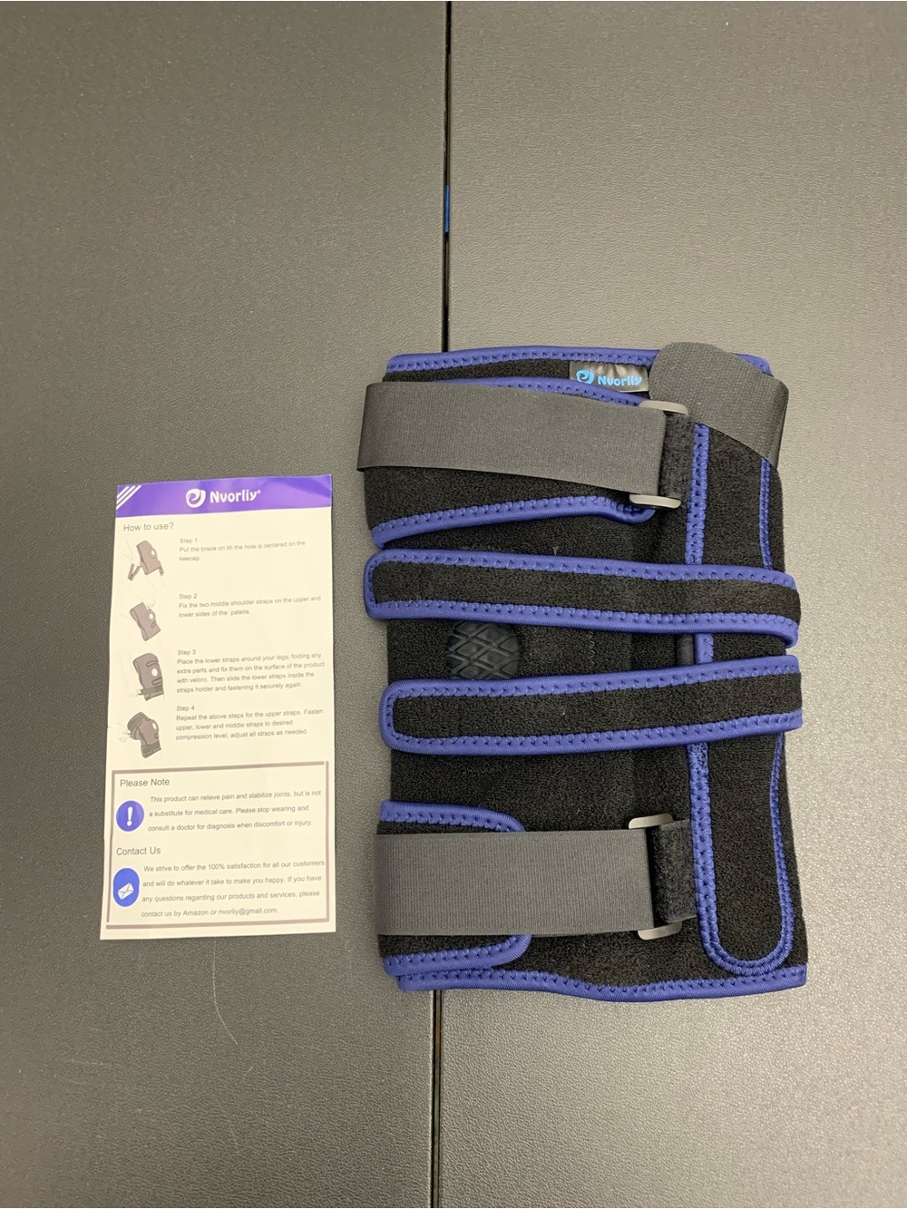 Black & Blue Wrist Support Brace - Adjustable Compression